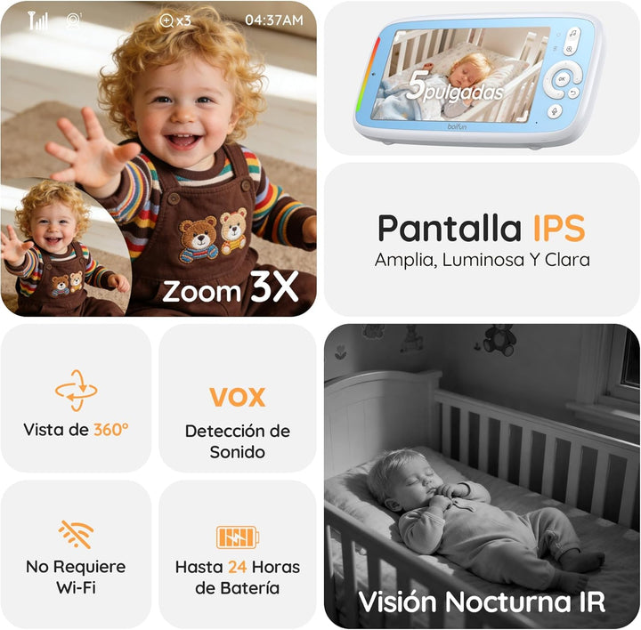 BOIFUN Babyphone mit Kamera Blau ES SET, Blau ES SET