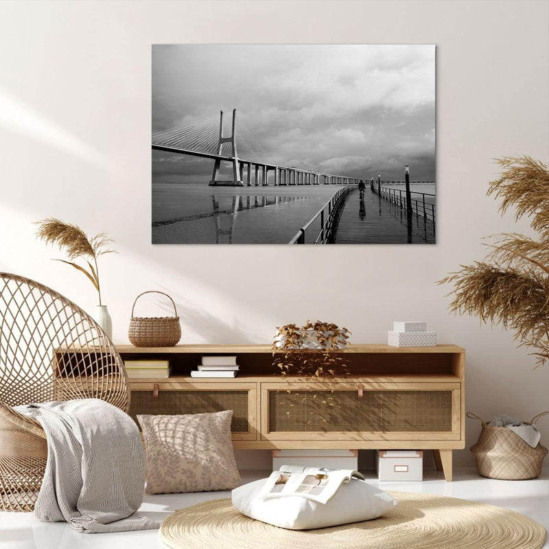 Bilder auf Leinwand 100x70cm Leinwandbild Architektur fahrrad lissabon tourismus Gross Wanddeko Bild