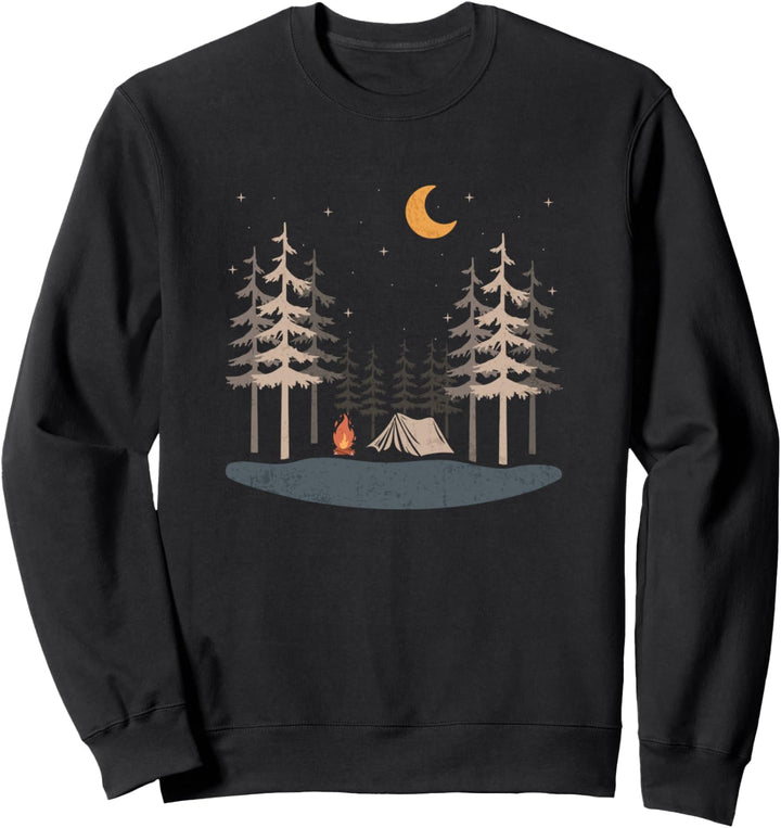 Camping Wandern Bergszene unter Sternenhemd Sweatshirt