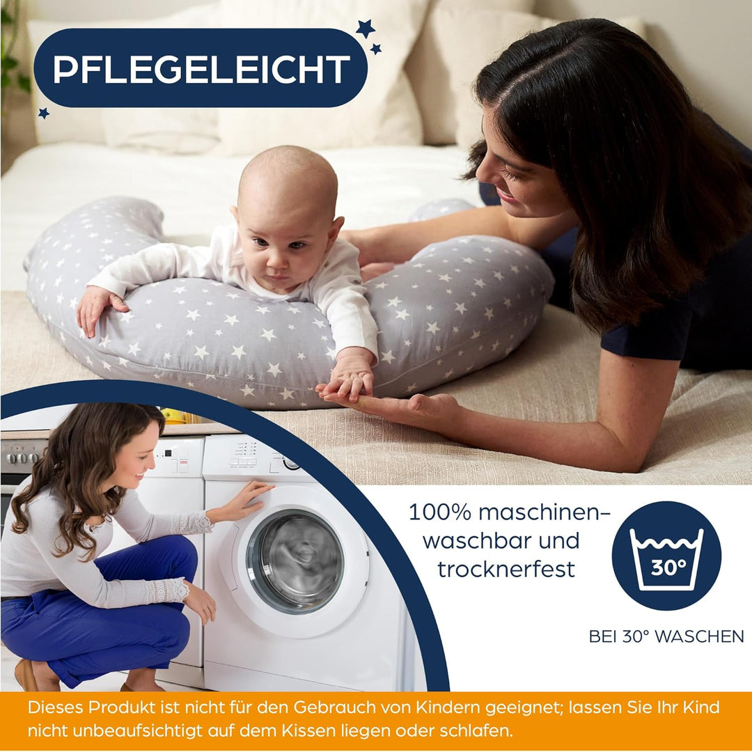 Niimo XXL Schwangerschaftskissen & Stillkissen - Seitenschläferkissen mit Bezug aus 100% Baumwolle,