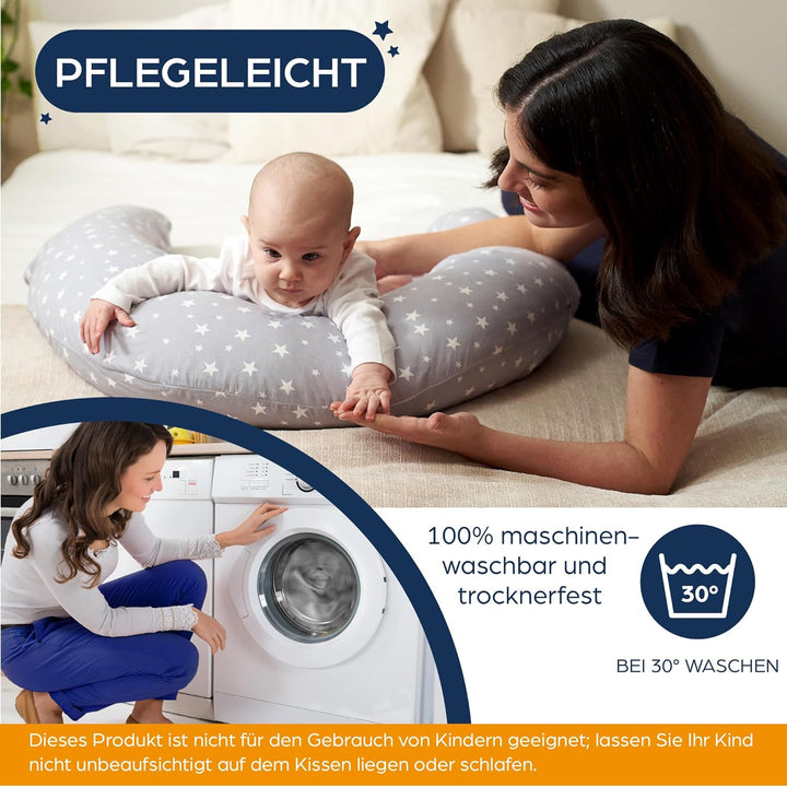 Niimo XXL Schwangerschaftskissen & Stillkissen - Seitenschläferkissen mit Bezug aus 100% Baumwolle,