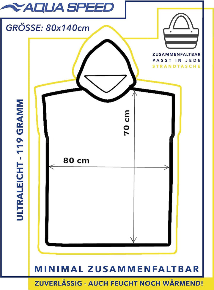 Aqua Speed Bademantel für Kinder | Badeponcho | Poncho Handtuch | Badetuch mit Kapuze | Handtuchponc