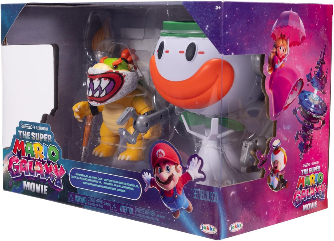 Der Super Mario Galaxy Movie – 13 cm grosse Bowser Jr.-Figur mit Clownauto, Pinsel und Wasser-Enthül