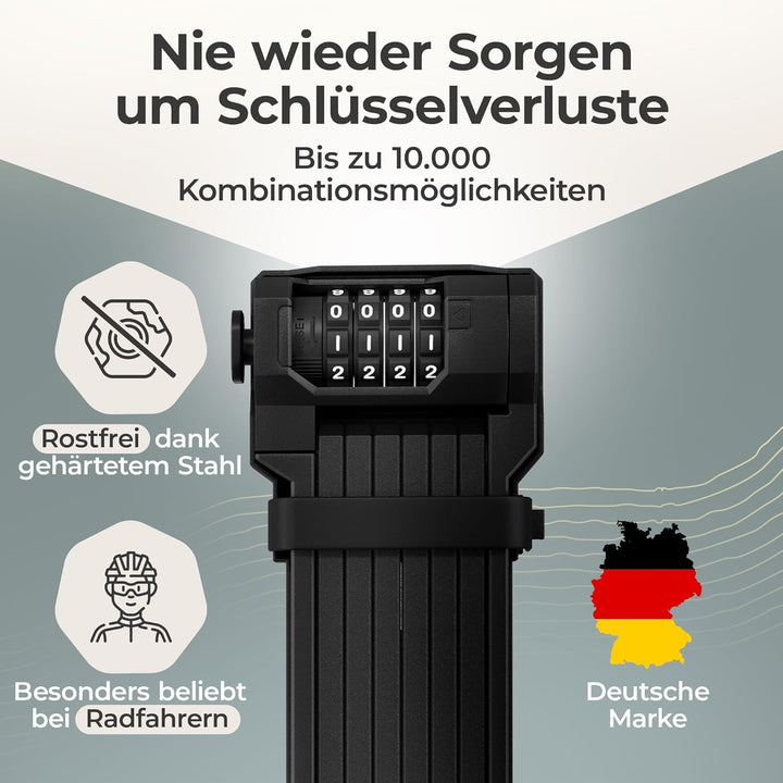 Faltschloss Fahrrad Diebstahlsicher [120cm] - Fahrradschloss hohe Sicherheit mit Halterung - Fahrrad