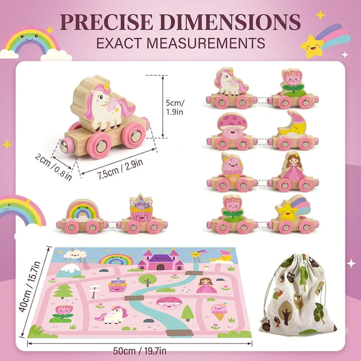 Einhorn Geschenke für Mädchen 1 2 3 4 Jahre: Magnetic Zug Holzspielzeug Prinzessin, Montessori Lerns