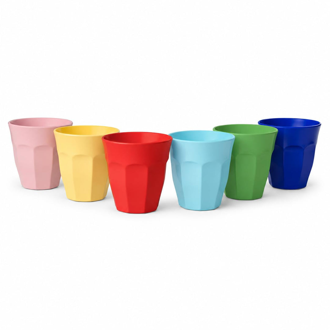 ReWu Melamin Becher 6er Set bunt, 250 ml | BPA-frei, robust, leicht Becher Set, Becher Set