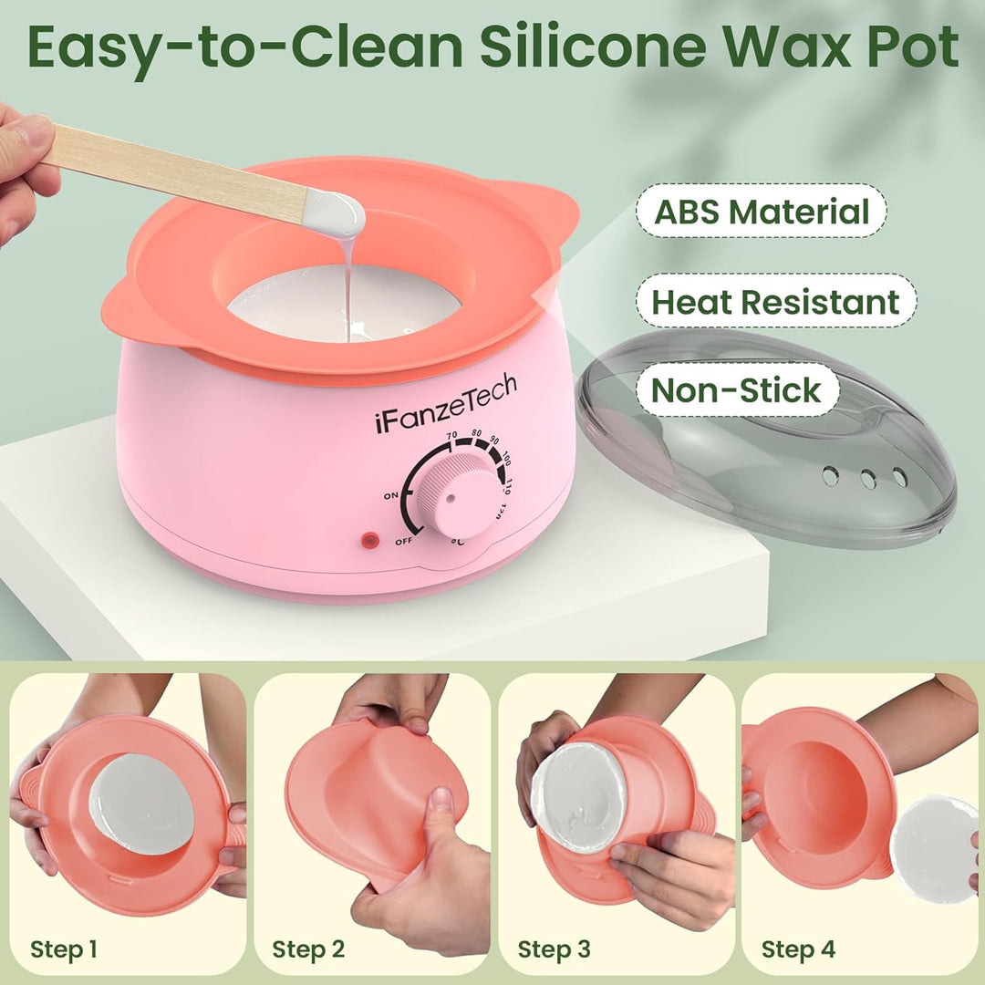 Waxing Set Wachs Haarentfernung zuhause: Warmwachs Haarentfernung - Wachswärmer Gerät mit Silikon Sc