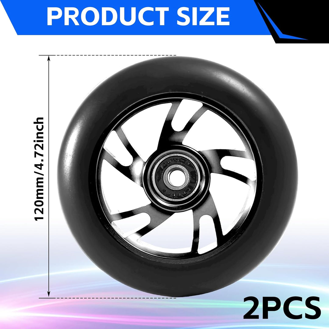 Scooter Rollen,2 Stück 120MM Scooter Inliner Räder mit ABEC-9 Kugellager,Scooter Ersatzräder für Rob