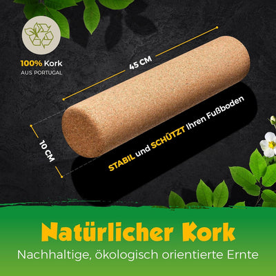 Balance-Board mit Korkpads & Korkrolle | 70 x 30 cm | Gleichgewichtsbrett | Wackel-Brett | Koordinat