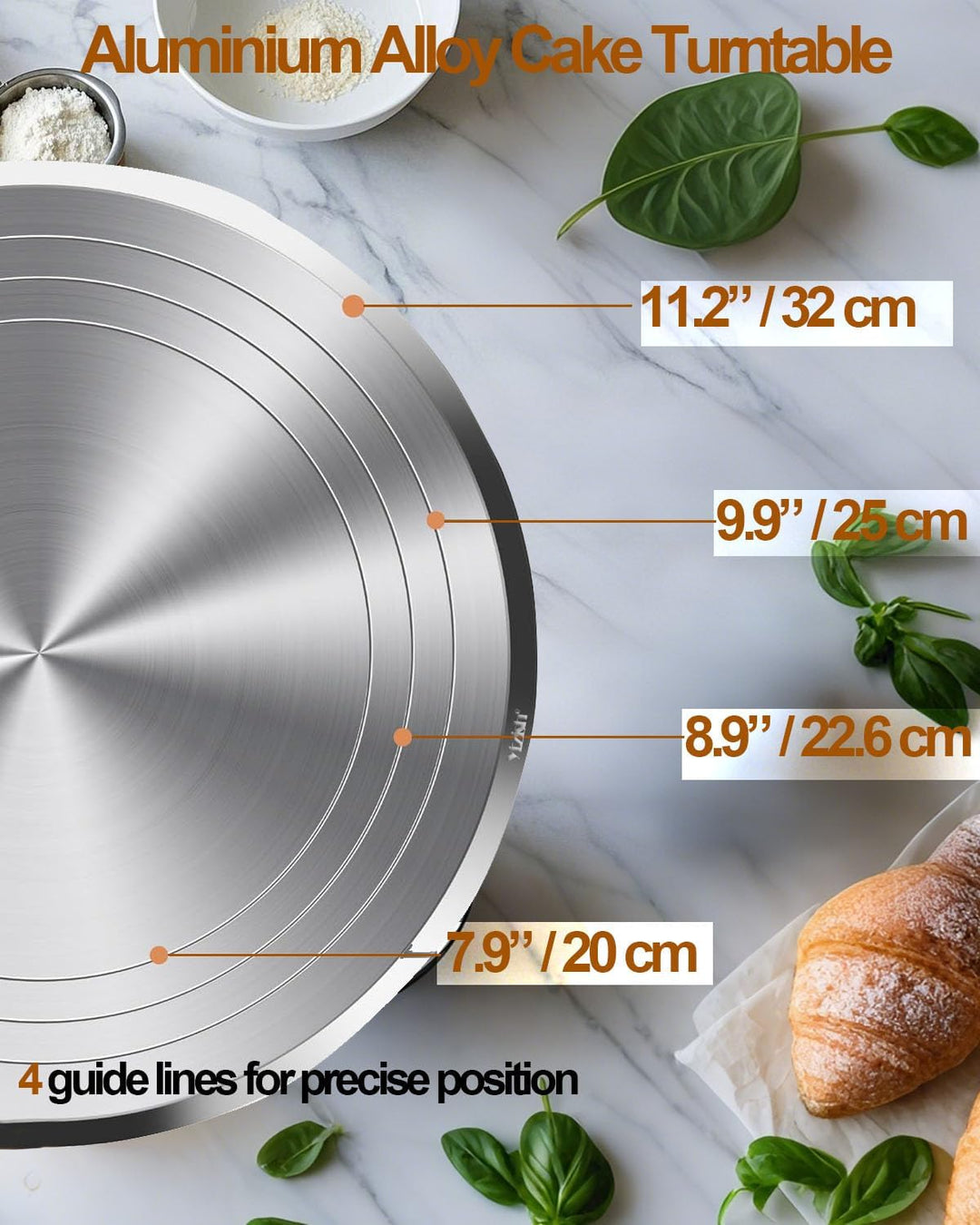Yizish Tortenplatte Drehbar Aluminiumlegierung, 12-Zoll-Tortenständer Kuchen Drehteller zum Backen,