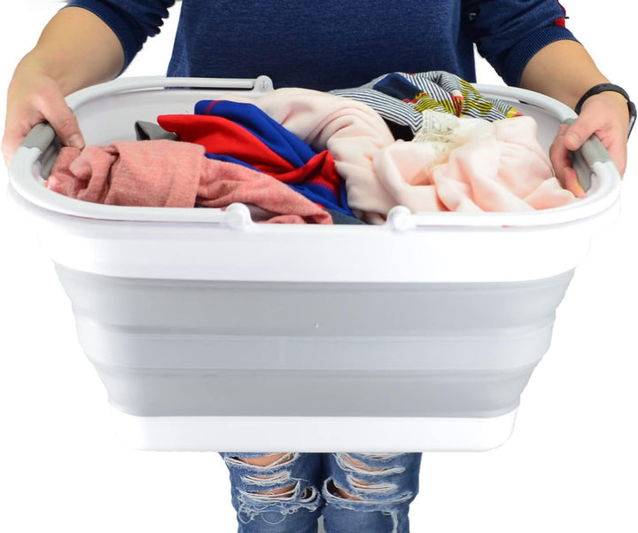 SAMMART 29 l zusammenklappbare Wanne mit Griff, tragbarer Picknickkorb, platzsparender Aufbewahrungs
