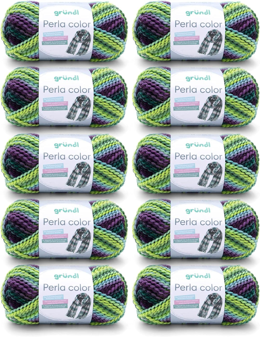 Gründl Wolle Perla color (wollähnliches Handstrickgarn aus 100% Polyester, 100 g / 90 m, Nadelstärke