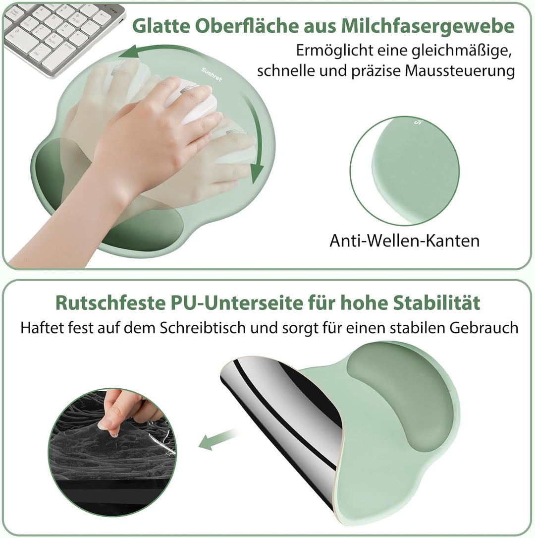 Mauspad & Tastatur Handballenauflage, 3-in-1 Ergonomisches Gel Memory Foam Mauspad mit Handgelenkstü