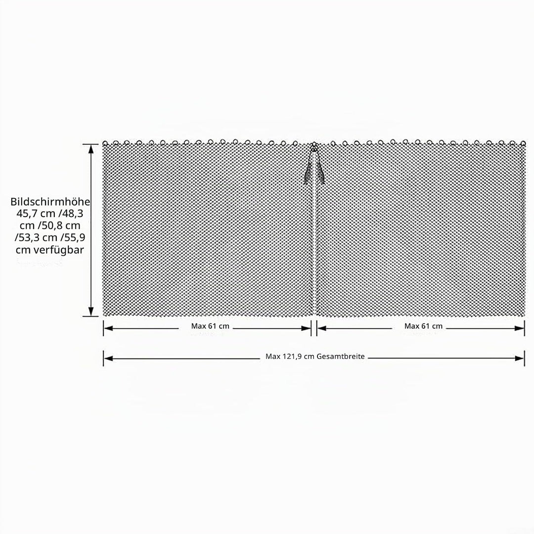 Kamin-Netzvorhang, hitzebeständig, Netzstoff, Kamingitter Vorhang, Metall, Kamin, Standtor, 61 x 55,