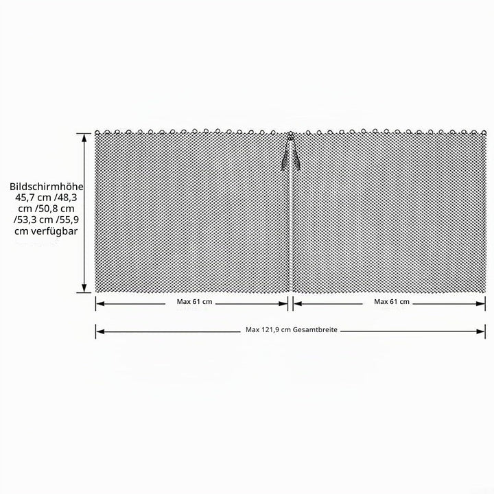 Kamin-Netzvorhang, hitzebeständig, Netzstoff, Kamingitter Vorhang, Metall, Kamin, Standtor, 61 x 55,