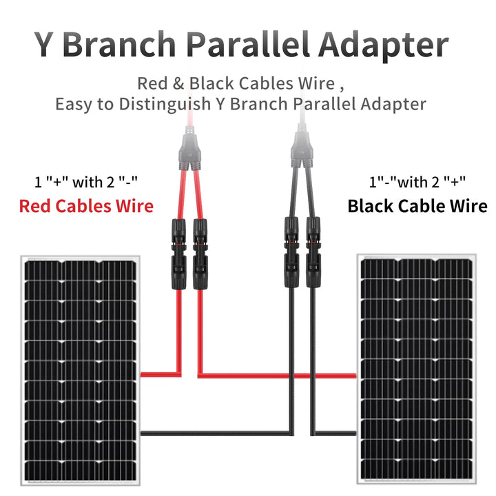GENORTH 4 mm² Solarkabel Y-Verteiler,2 Paar Solarpanel Y Stecker 1Y2 12AWG Y Stecker Fotovoltaik Kab
