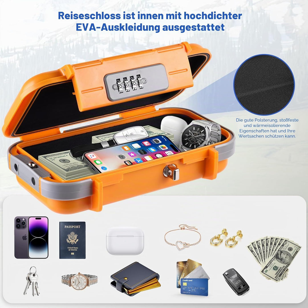 Hurinan Tragbarer Safe mit Code, [Wasserdicht Anti-Diebstahl] Reisesafe Kombinations sicherheitskoff