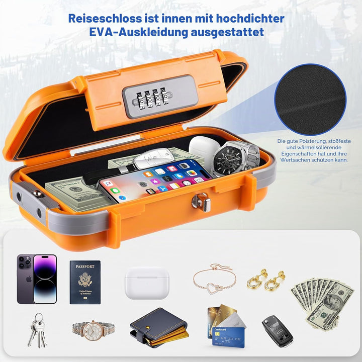 Hurinan Tragbarer Safe mit Code, [Wasserdicht Anti-Diebstahl] Reisesafe Kombinations sicherheitskoff