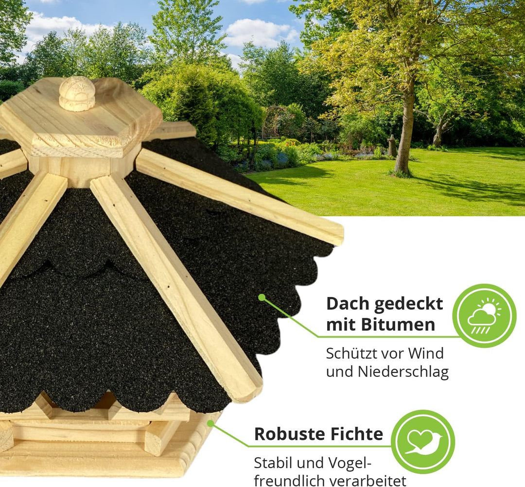 GARTENETAGE Futterhaus Skandinavia mit Futtersilo für Vögel/massives Vogelhaus aus Holz, wetterfest/