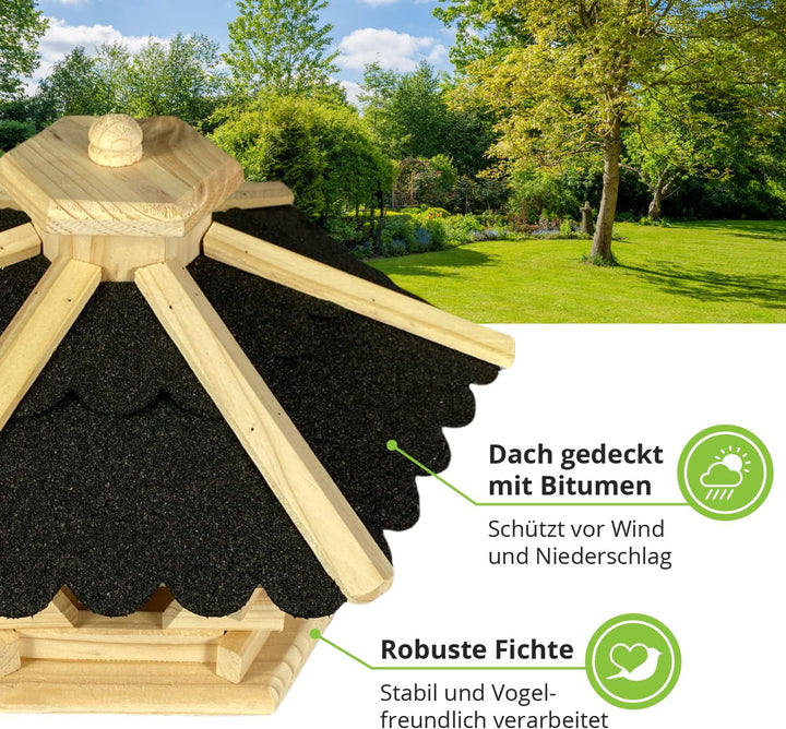 GARTENETAGE Futterhaus Skandinavia mit Futtersilo für Vögel/massives Vogelhaus aus Holz, wetterfest/