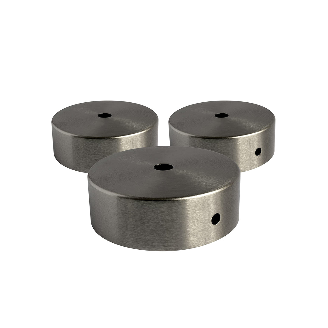 AMARCORDS - 3 Baldachin rosetten aus Metall, Farbe NICKEL, Lampengehäuse komplett mit Kabelklemmenzu