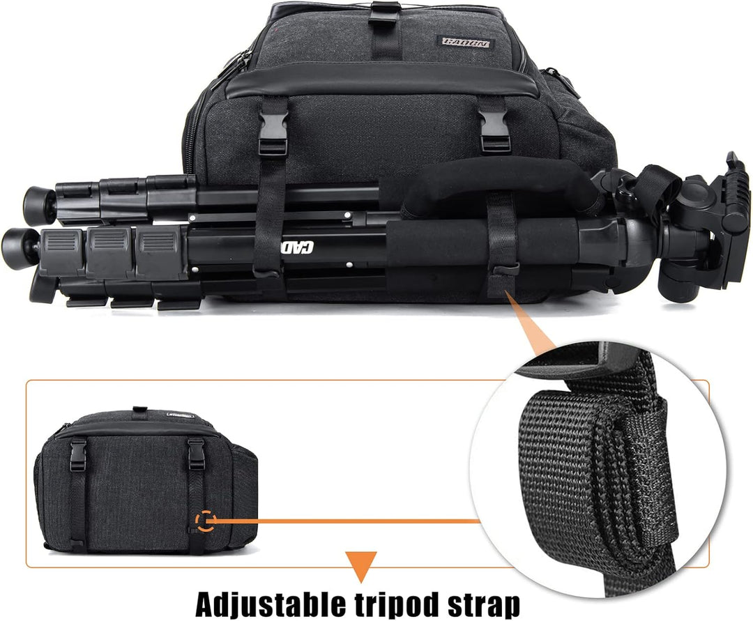 CADeN Kamerarucksack, Leinwand Professionell Fotorucksack Vintage Kameratasche 15.6''Laptopfach Komp