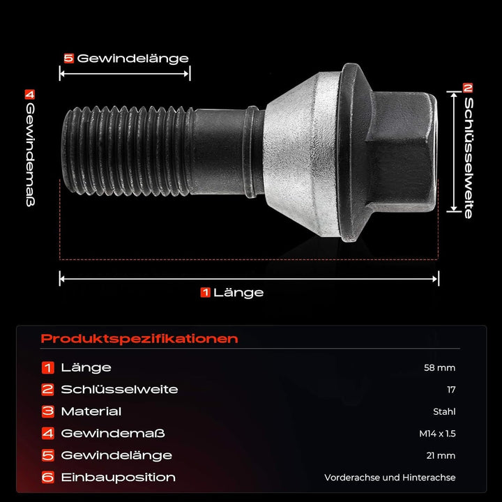 Frankberg 20x Radbolzen Radschraube Kompatibel mit 7er E65 E66 E67 X5 E53 F15 F85 F16 F86 2006-2019