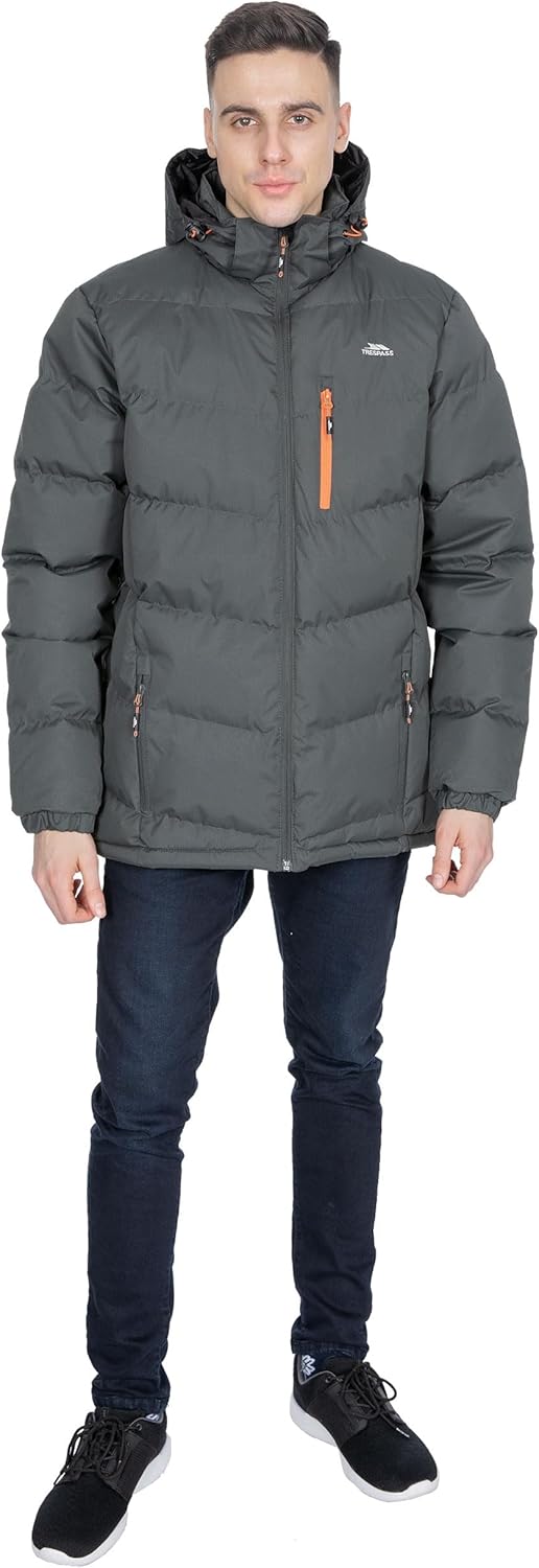 Trespass Herren Blustery Warme Gepolsterte Wasserdichte Regenjacke Mit Abnehmbarer Kapuze XXS Ash, X