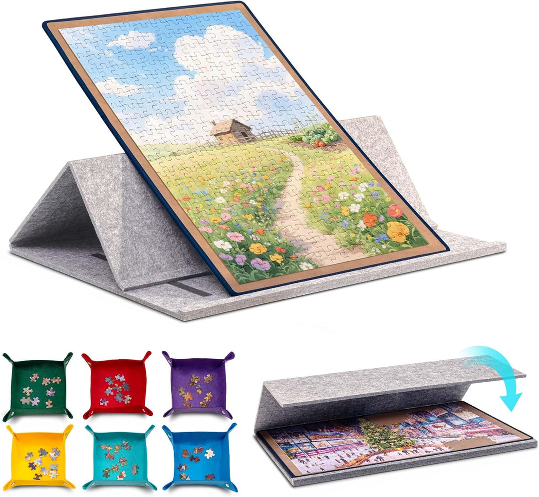 Tektalk Puzzle-Brett mit 2-in-1-Stand- und Abdeckdesign, mehrwinkelverstellbare Halterung und 6 Farb