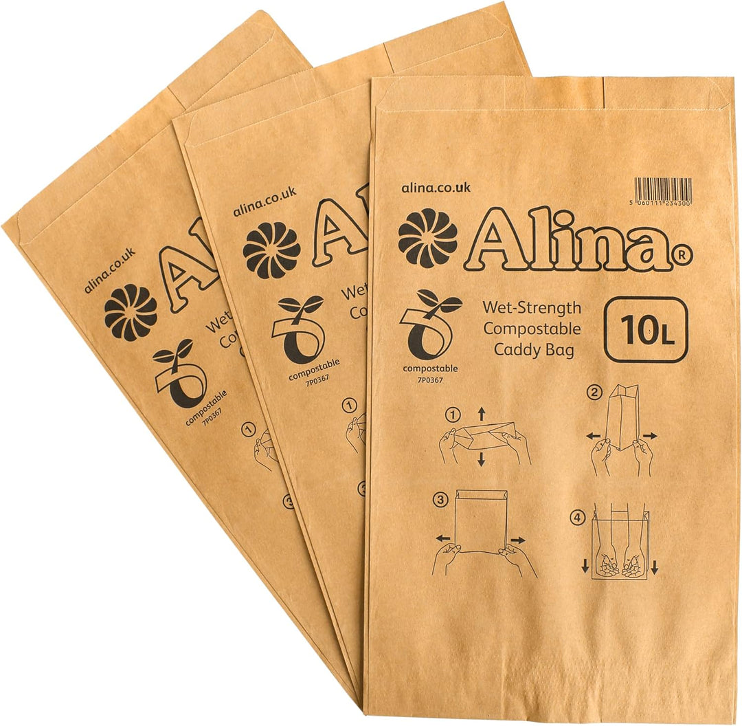 Alina kompostierbarer Papier-Caddy-Müllbeutel/Lebensmittelabfall-Müllbeutel/biologisch abbaubarer 10