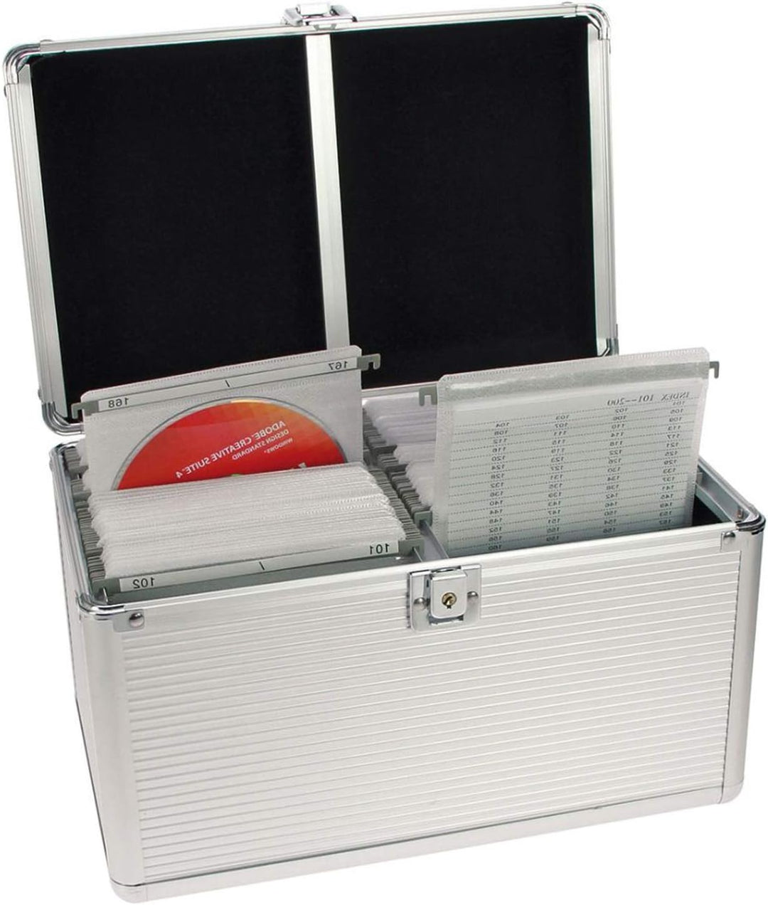 SAFE 215 CD Aufbewahrungssystem | ALU Koffer zur dvd Aufbewahrung | Hängeregister Box Abschliessbar