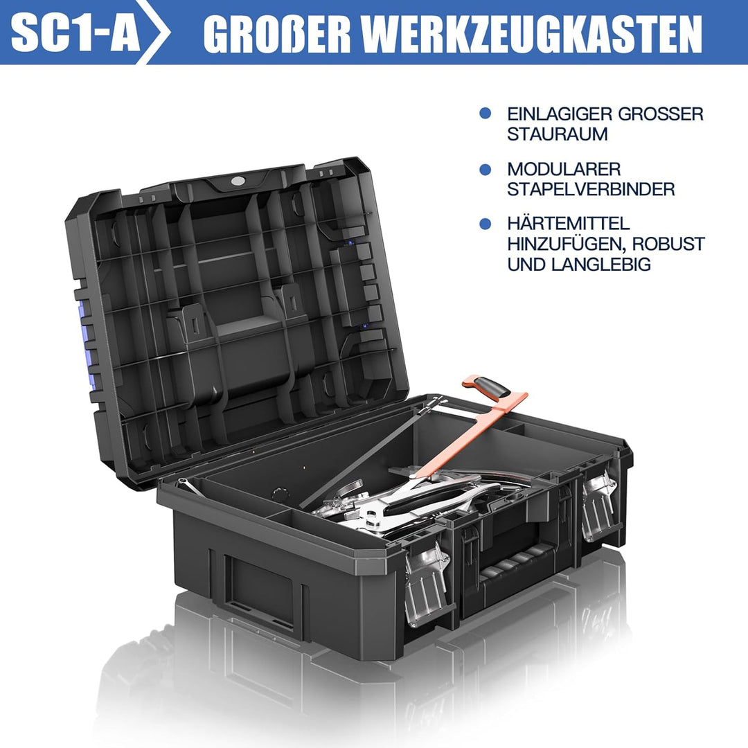 5-Lagiger Werkzeugkoffer Leer mit Rollen,Modularer,Stapelbarer Werkzeugkiste,Tragbarer Werkzeugkaste