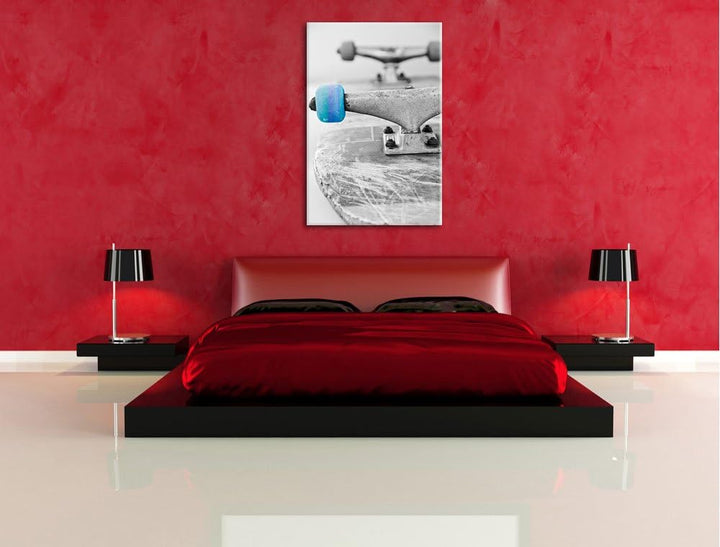 Skateboard schwarz weiss schwarz/weiss Format: 100x70 auf Leinwand, XXL riesige Bilder fertig gerahm