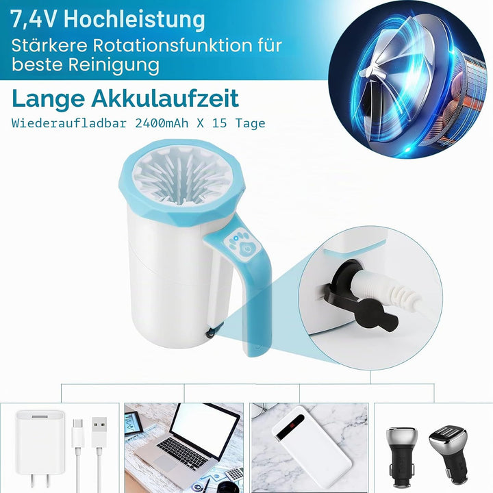 MYPIN Automatischer Hundepfotenreiniger, 7.4V Rechargeable Dog Paw Washer Cup, 2 in 1 Tragbarer Haus