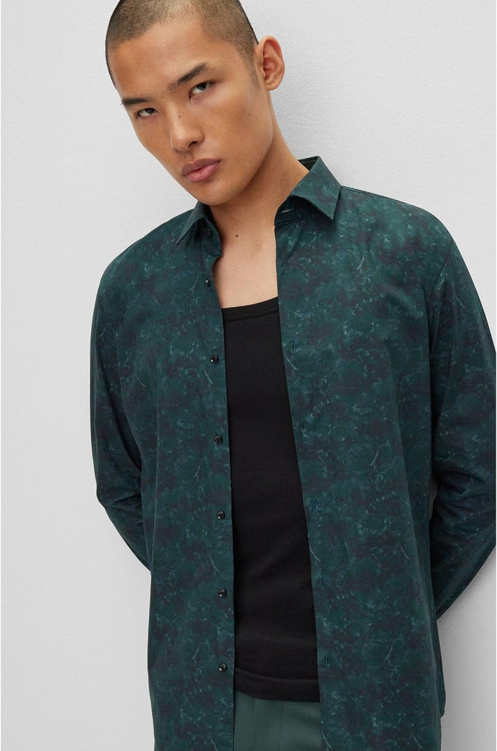 HUGO Herren Kenno Shirt 42 Dark Green302, 42 Dark Green302