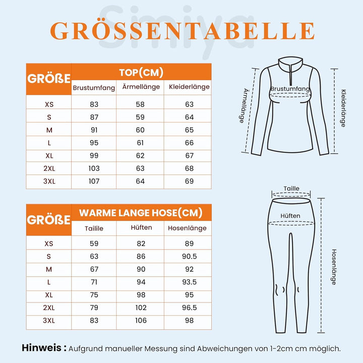 SIMIYA Thermounterwäsche Damen, Skiunterwäsche Funktionsunterwäsche Set Extra Warm und Atmungsaktiv