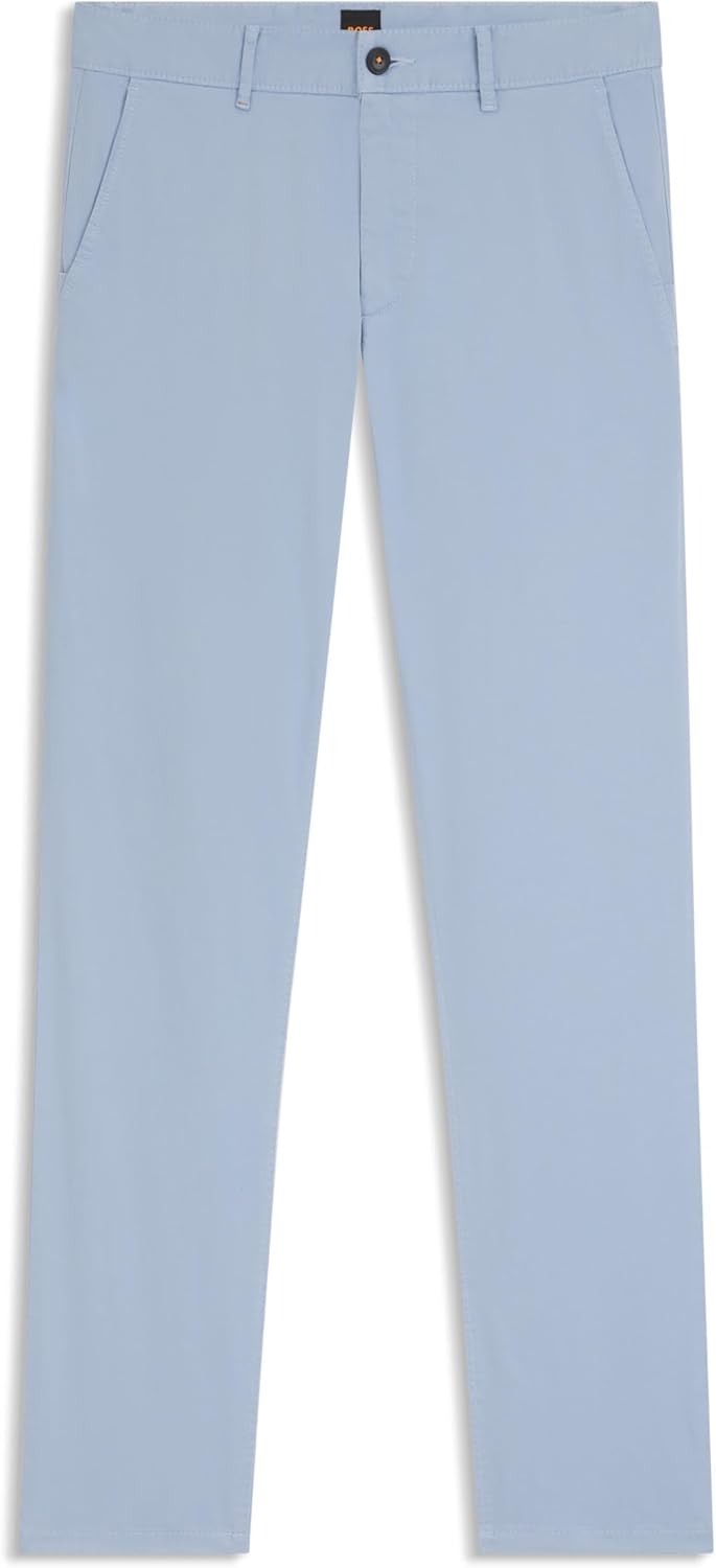 BOSS Herren Chino Slim Slim-Fit Hose aus elastischem Baumwoll-Satin 31W / 32L 470open Blue, 31W / 32
