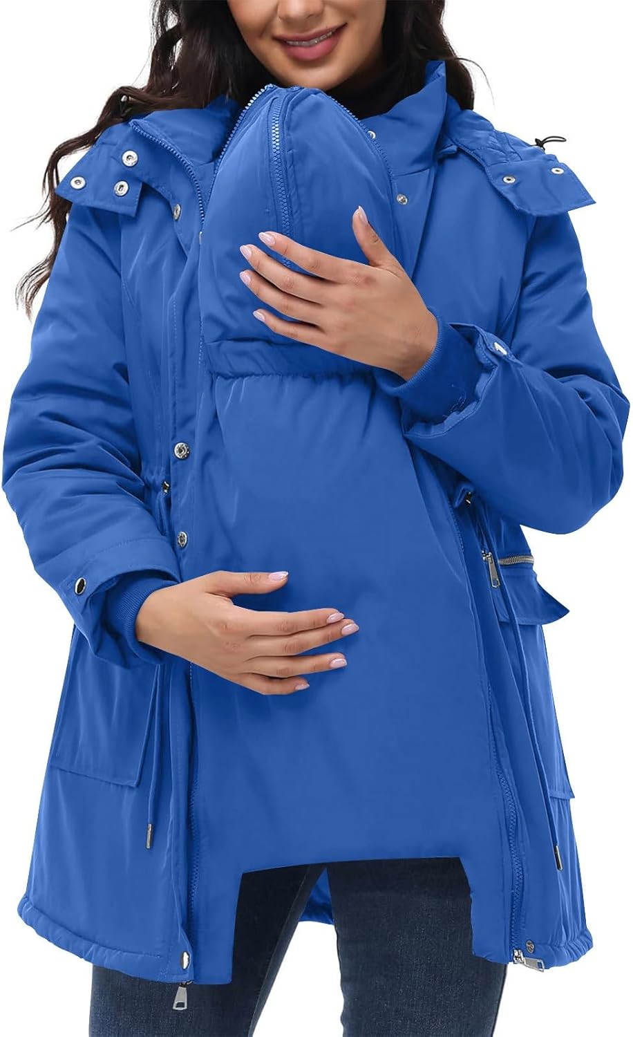 SYDUZAX Wintermantel Damen Warm Winterjacke Gefüttert Winter Parka Umstands Baumwolljacke 3 in 1 Win