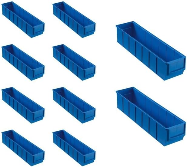 SparSet 10x Blaue Industriebox 400 S | HxBxT 8,1x9,1x40cm | 2,2 Liter | Sichtlagerkasten, Sortiments