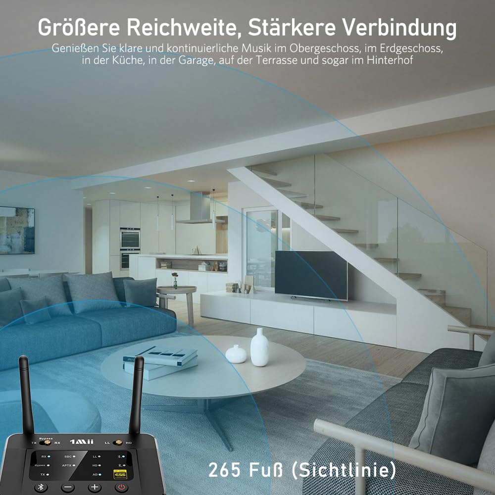 1Mii Bluetooth 5.0 Transmitter Sender Empfänger für TV, Large-2
