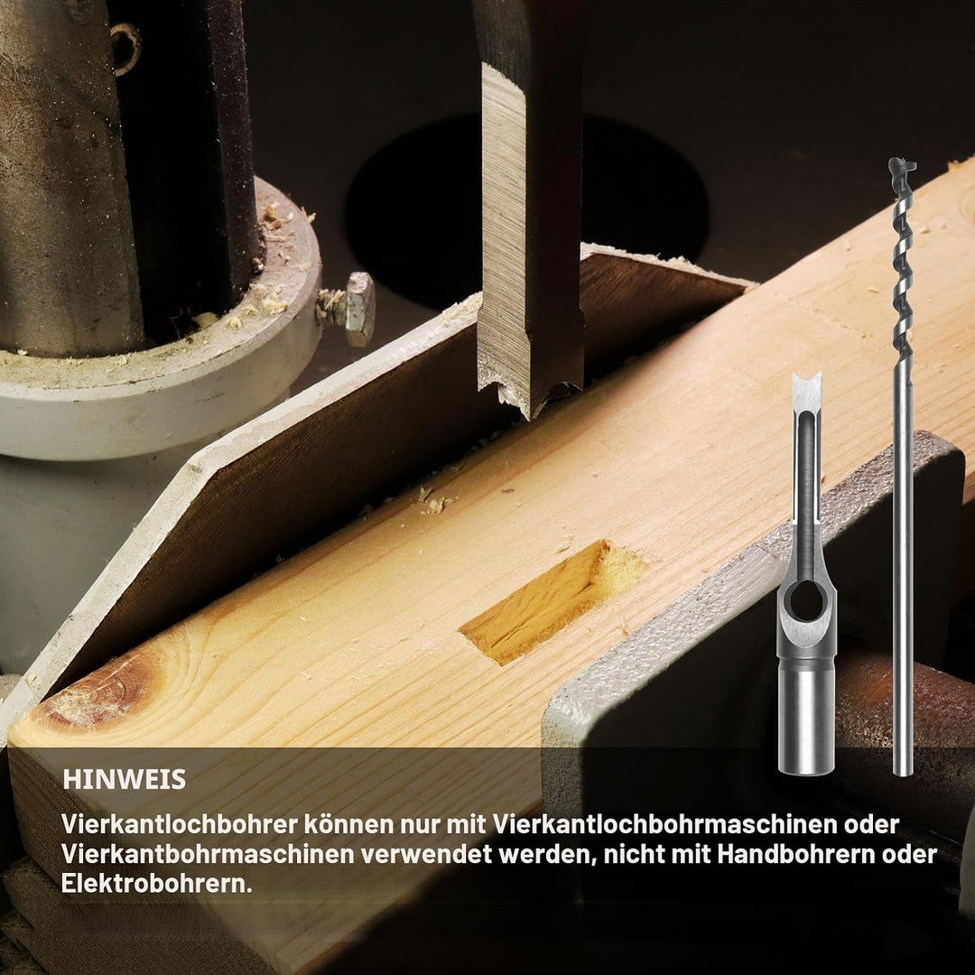ATOPLEE Quadratische Lochbohrer für Holz, 3pcs HSS Holzbearbeitung Quadrat Mortise Bohrer,Loch-Durch