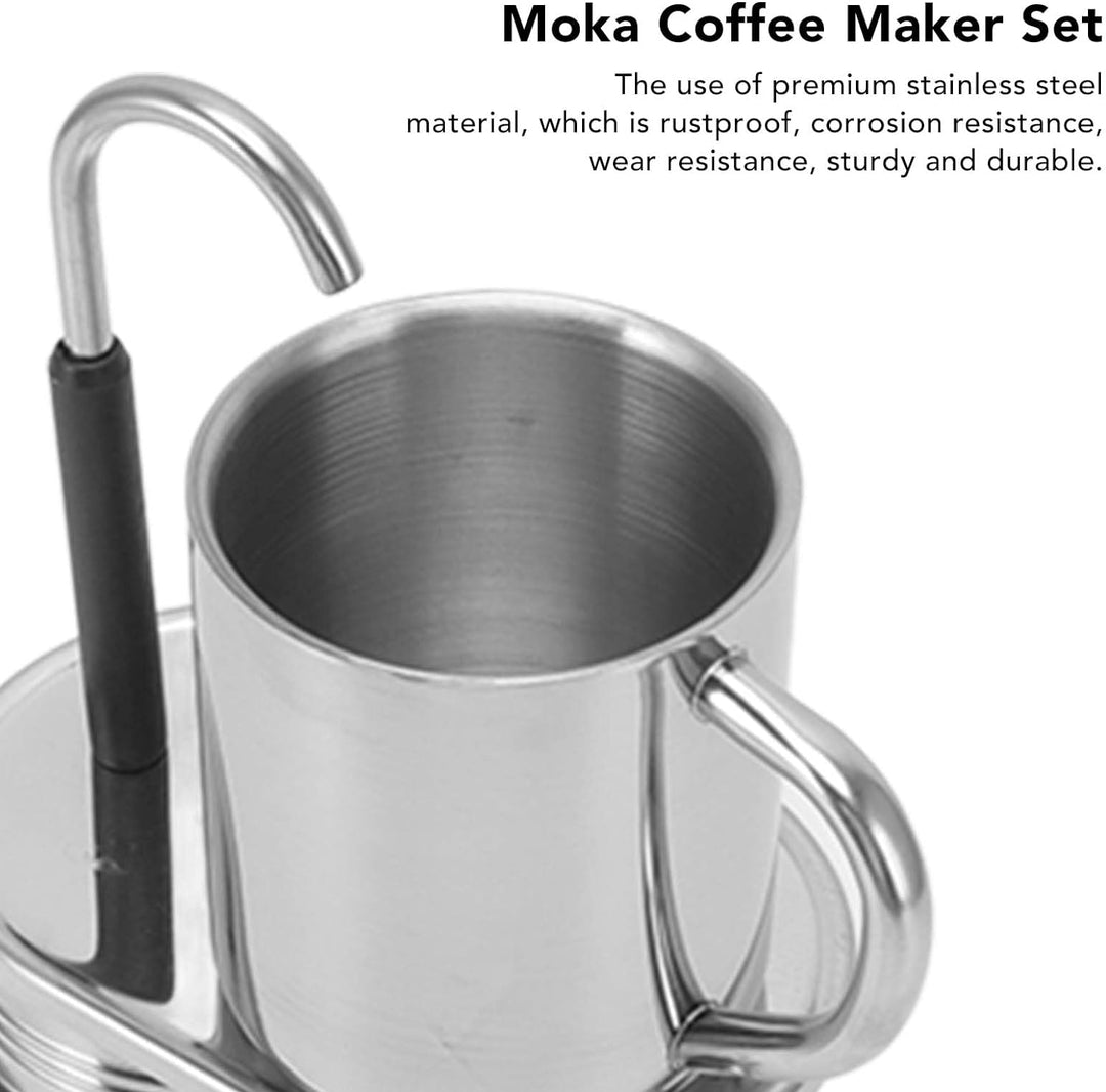 Herdplatten-Espressokocher, Mini-Edelstahl-Moka-Topf-Set 1 Tasse, Italienischer Mokka-Kaffeebereiter