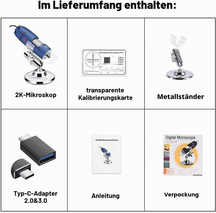 Ninyoon 2K USB Digital Mikroskop für Android PC, 40-1000X Mikroskop Super HD Endoskop Lupe Kamera Ko