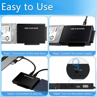 USB 3.1 Zu SATA Adapter und IDE Adapter, Universal USB Festplatten Konverter für 2,5 und 3,5 Zoll SA