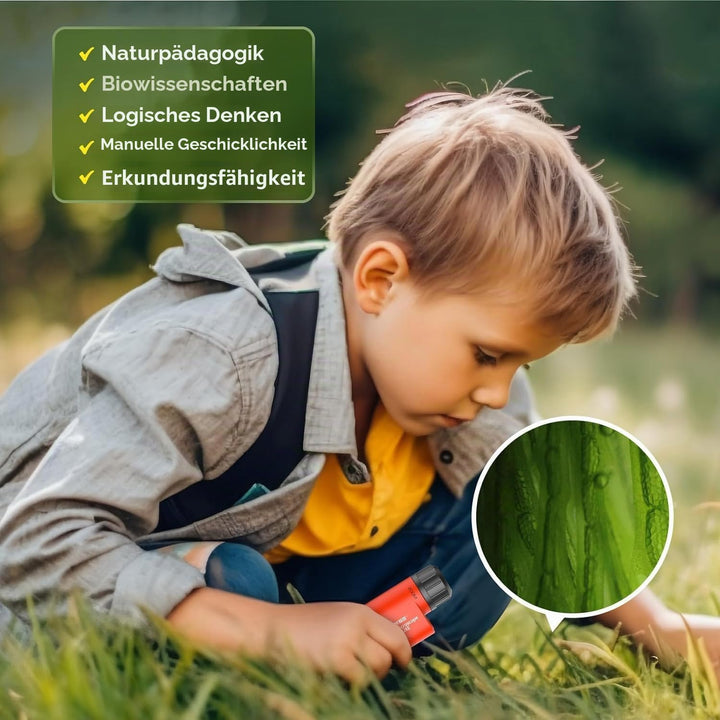 QUNSE Taschenmikroskop 60x-120x mit LED Licht, Asphärisches Handmikroskop, Kinder Studenten Bildungs