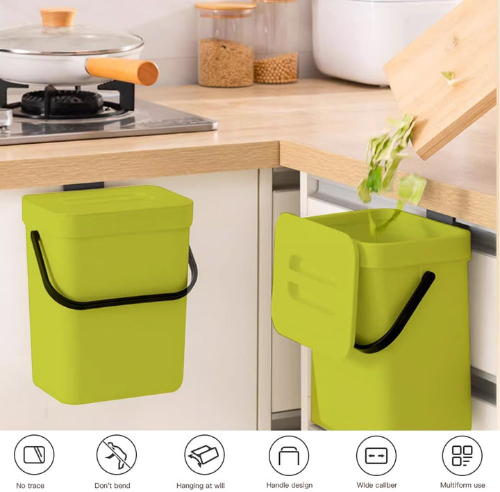 DASIAUTOEM Mülleimer Küche, Biomülleimer Küche Klein, 3L Abfalleimer mit Deckel, Küchenabfalleimer W