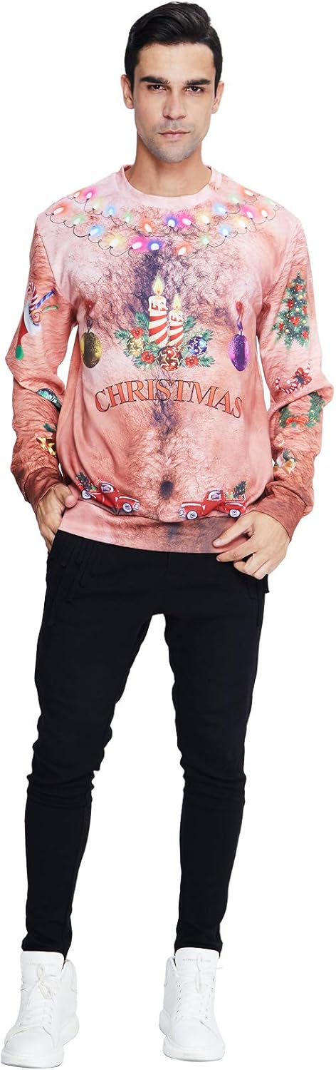 ALISISTER Hässliche Weihnachtpullover 3D Gedruckt Weihnachten Jumper Sweatshirt Langarm Ugly Christm