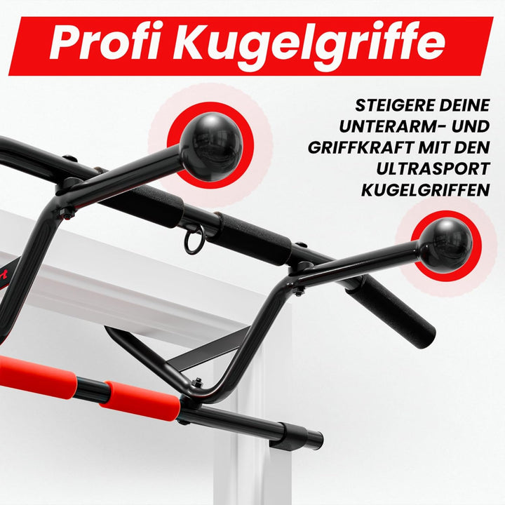 Ultrasport Klimmzugstange, Türreck, verstellbar von 66,5 cm bis 93 cm, ohne Schrauben montierbar, ru