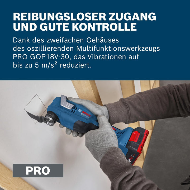 Bosch PRO 18V System Akku-Oszillationswerkzeug GOP18V-30 (inkl. Tauchsägeblatt PAIZ 32 APB) Ohne Akk