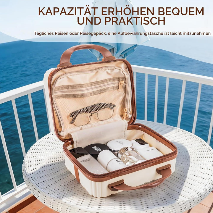 Schminkkoffer Hartschale 6,5L – Kosmetikkoffer Reise Organizer aus PP, Beauty Case mit Kofferschlauf